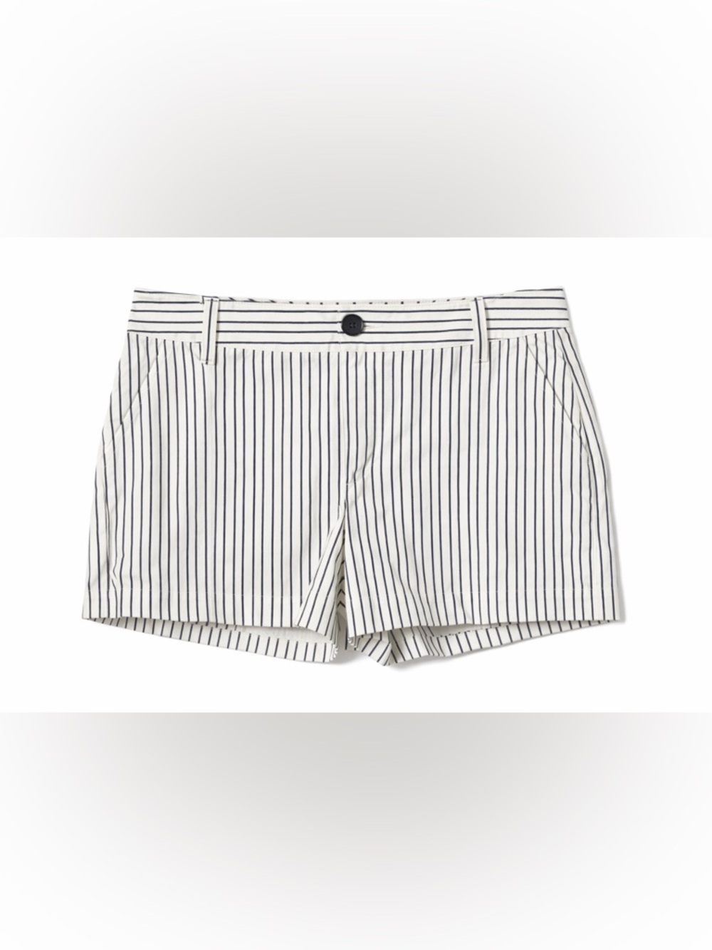 CAbi White Shorts with Navy Pinstripes